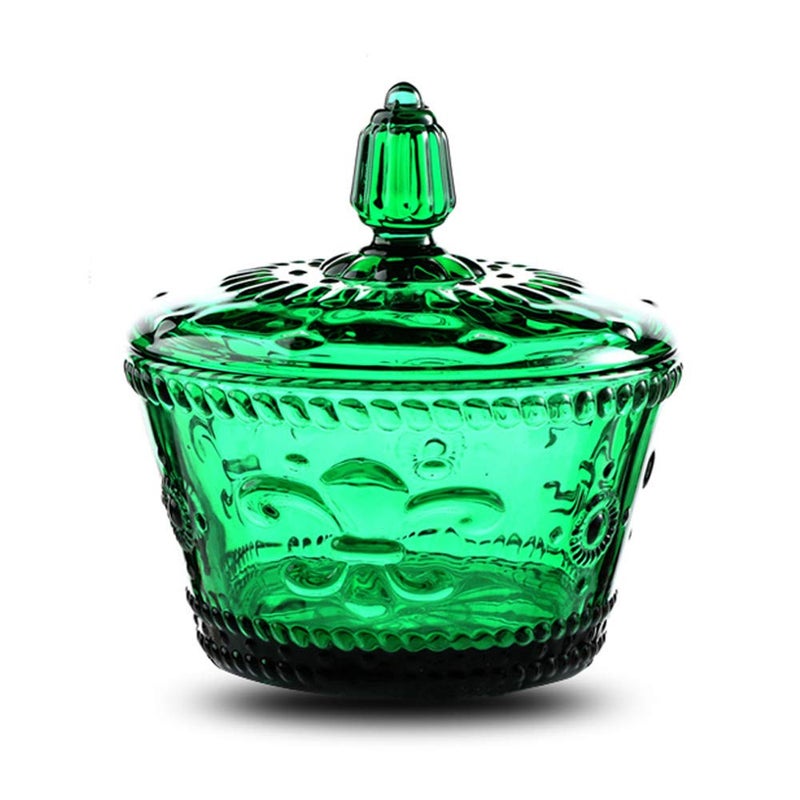MASSJOY European Retro Nostalgic Three-Dimensional Relief Color Glass Jar Candy Jar Seasoning Jar With Lid - Image 1